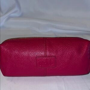 Chic Pink Leather Cosmetic Bag